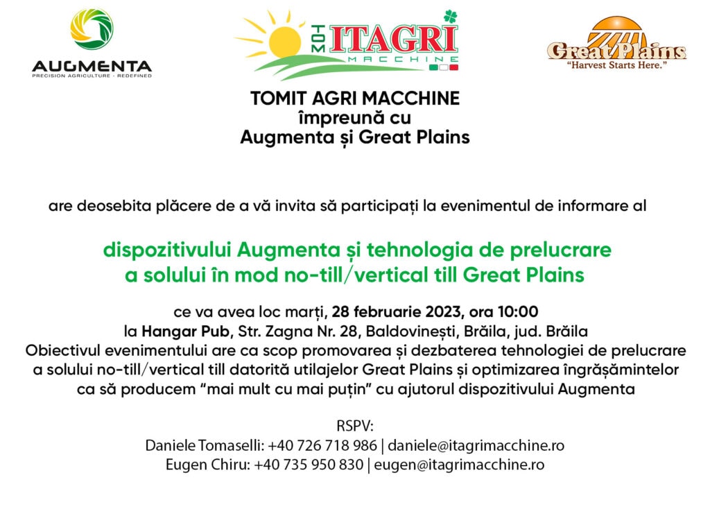 Eveniment de informare al dispozitivul Augmenta și tehnologia de prelucrare a solului în mod no-till/vertical till