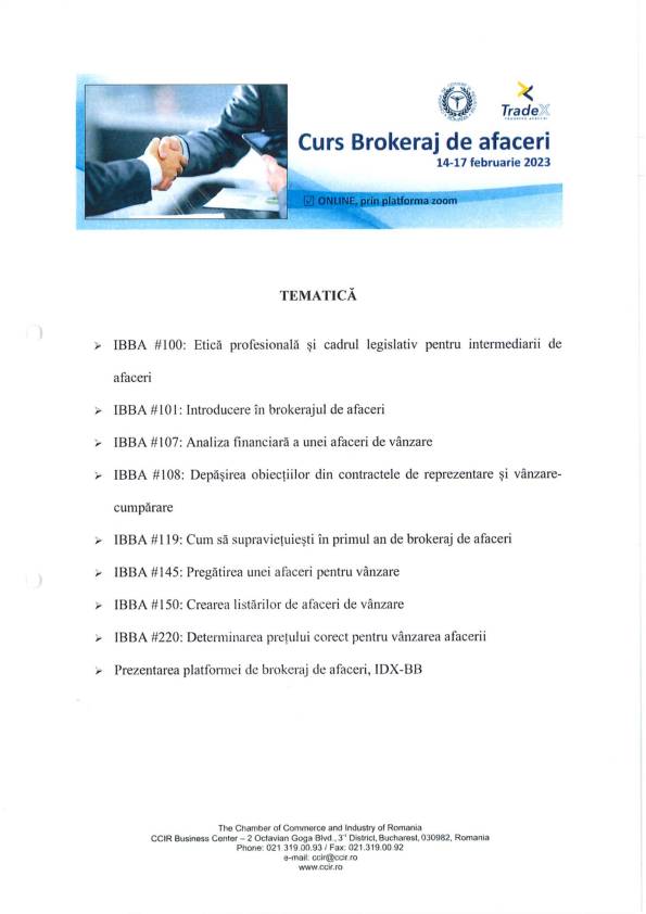 Invitație Curs Brokeraj Afaceri